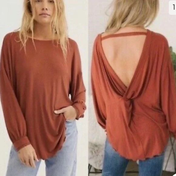 NWT, FREE PEOPLE COWBOY MED TOP in Rust color - Picture 2 of 14